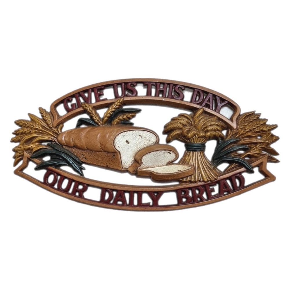 Mid century Sexton ‘Give us this day our daily bread’ metal wall plaque